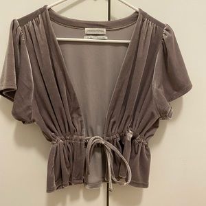 Grey velvet open party top